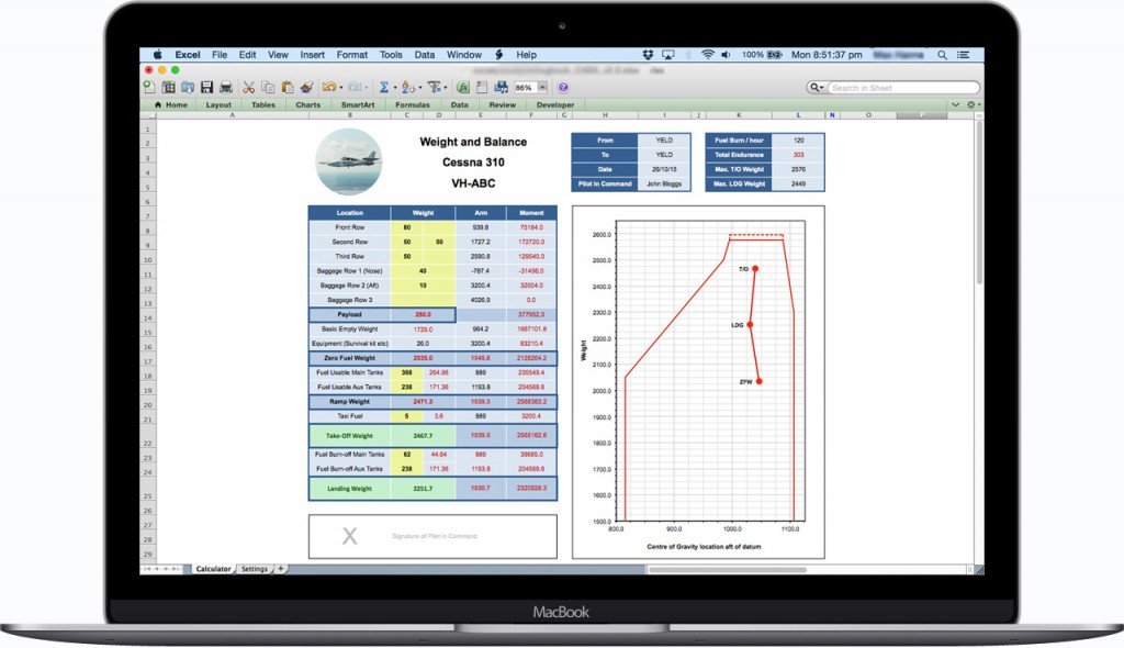 Aircraft Load Sheet Spreadsheet