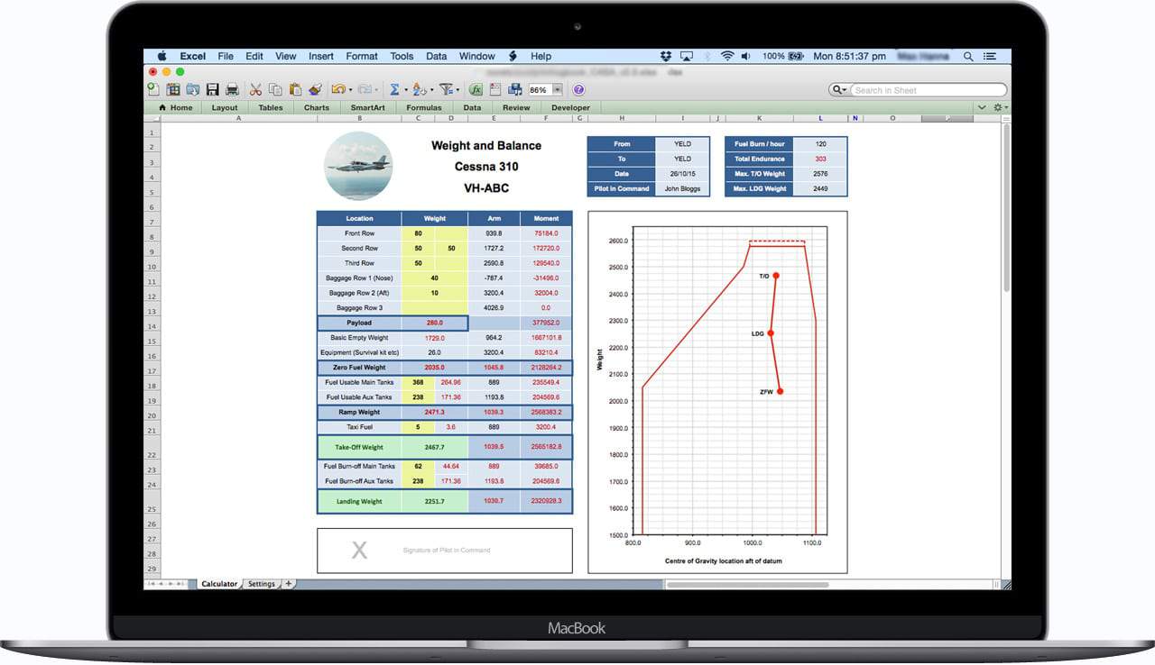 excell pilot logbook