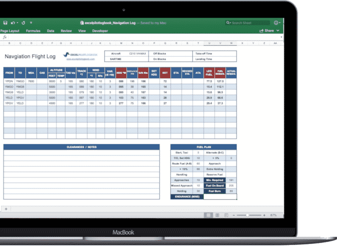 excel pilot logbook spreadsheet