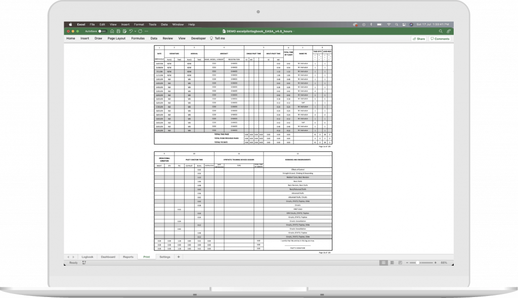 EASA Pilot Logbook Print